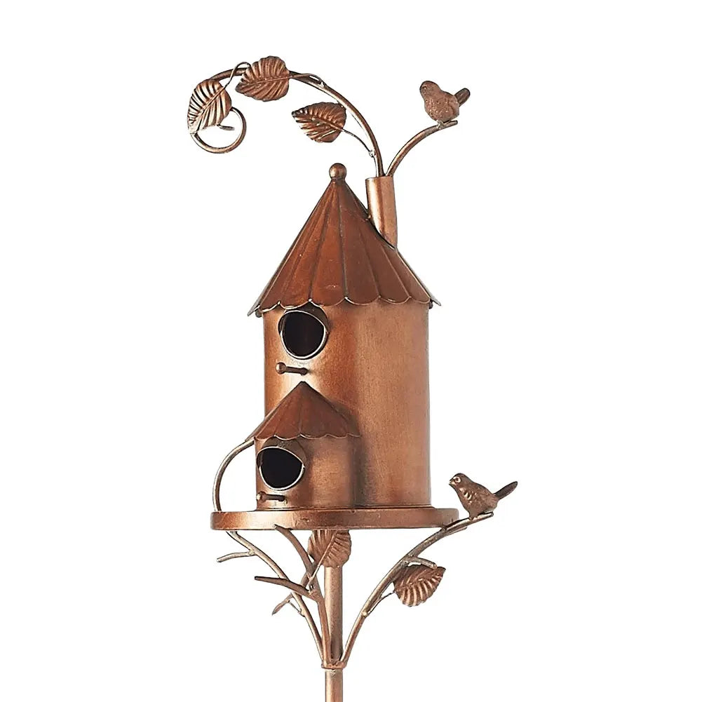 Metalen Vogelhuisje op Paal met Weersbestendig Ontwerp voor Tuin Terras Balkon Vogelbescherming Tuindecoratie