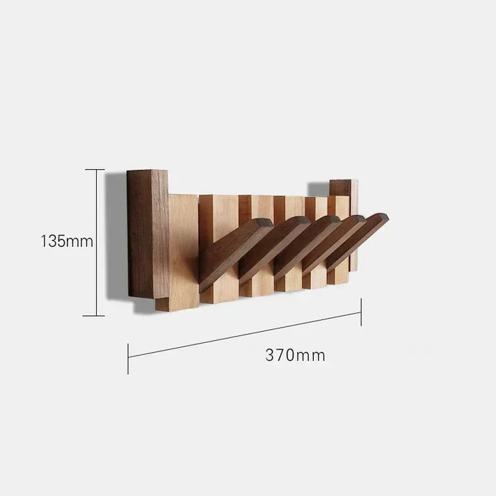Wandkapstok Hout met Uitklapbare Haken Hal Woonkamer Kantoor Natuurlijke Houtnerf Modern Opbergsysteem