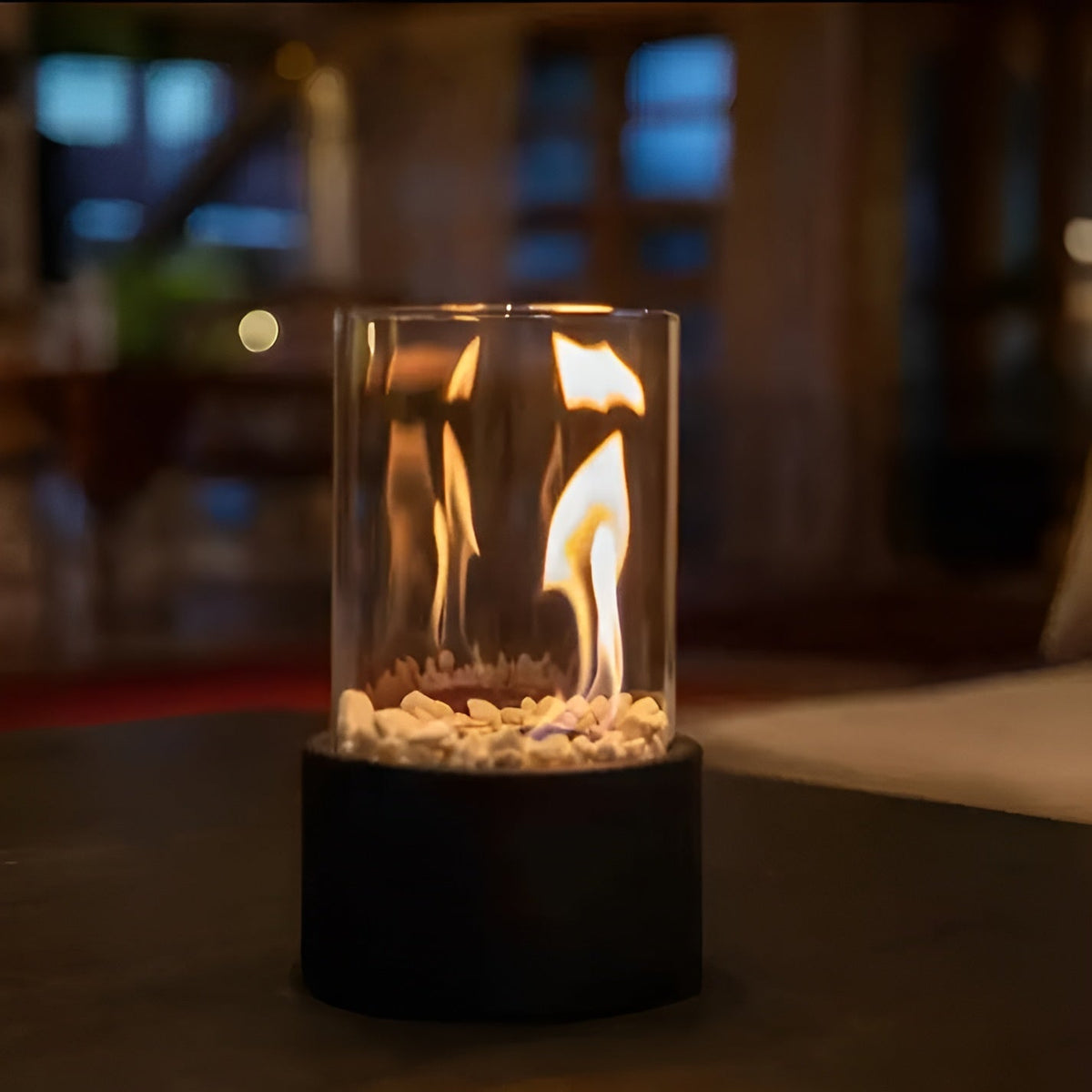 Tafelkachel op Bio-ethanol - Rookvrije Haard met Glazen Cilinder in Zwart, Wit of Zilver - Modern Design voor Binnen en Buiten
