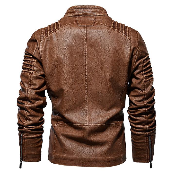 Leren Heren Motorjack Cognac met Kraag en Ritssluiting Vintage Stijl voor Stoere Casual Look Elke Dag