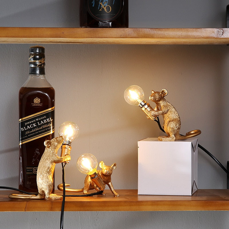 Muislamp met Uniek Design - Decoratieve Tafellamp Speelse Muis - Warm Sfeerlicht voor Woonkamer Slaapkamer Kantoor