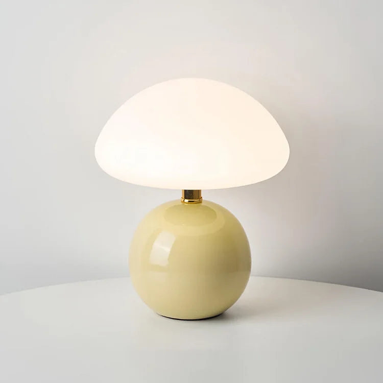 Franse paddenstoel tafellamp van keramiek met verstelbaar warm licht in Bauhaus stijl