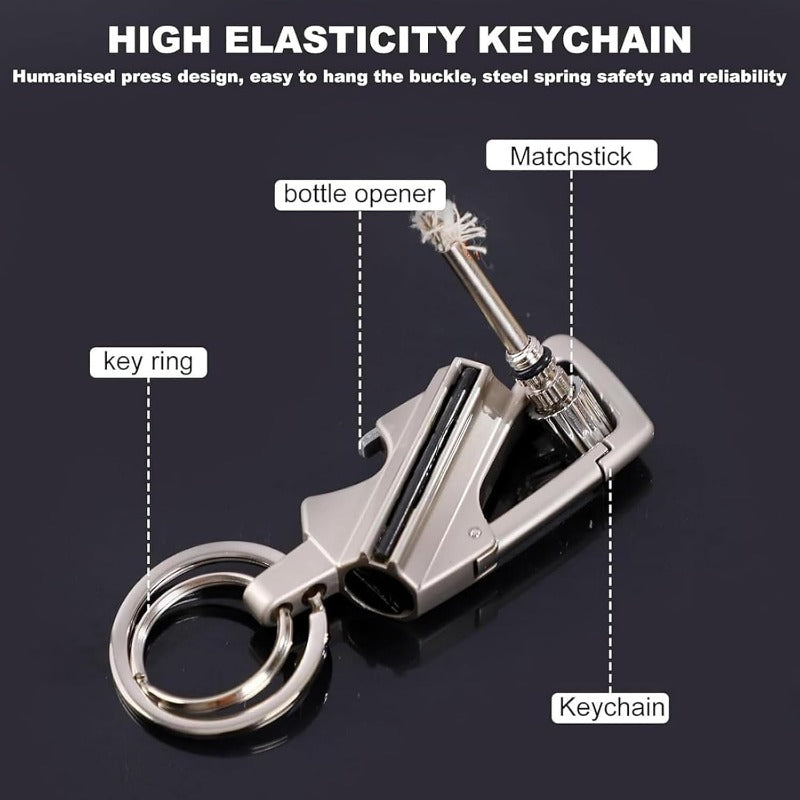 Permanente lucifer sleutelhanger met flesopener - 3-in-1 survival aansteker voor outdoor gebruik