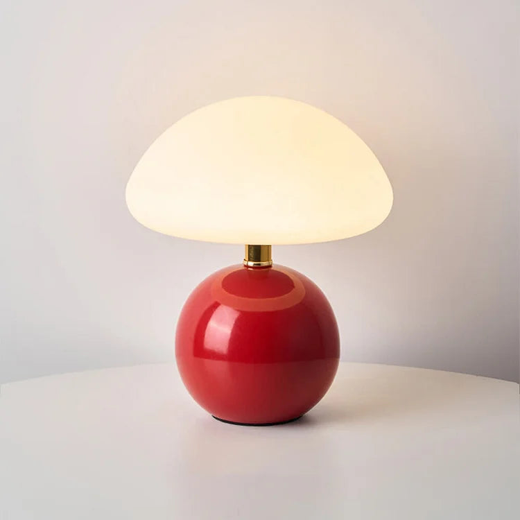 Franse paddenstoel tafellamp van keramiek met verstelbaar warm licht in Bauhaus stijl