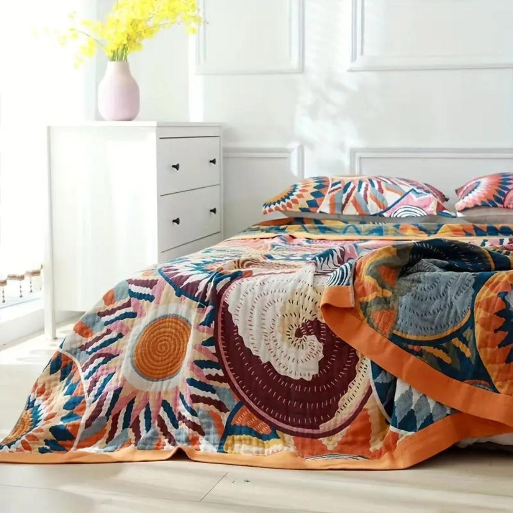 Katoenen Plaid Sunburst - Zacht & Luchtig Vierseizoenen Deken 150x200