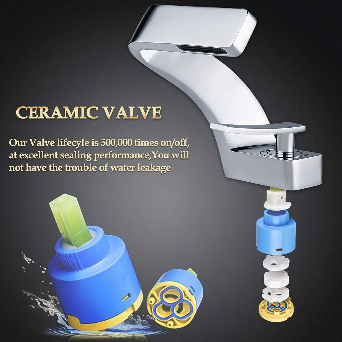 Waterval Badkamerkraan RVS304 Eengreeps Chroom Goud Zwart Wastafelkraan Modern Design Wasbak Mengkraan