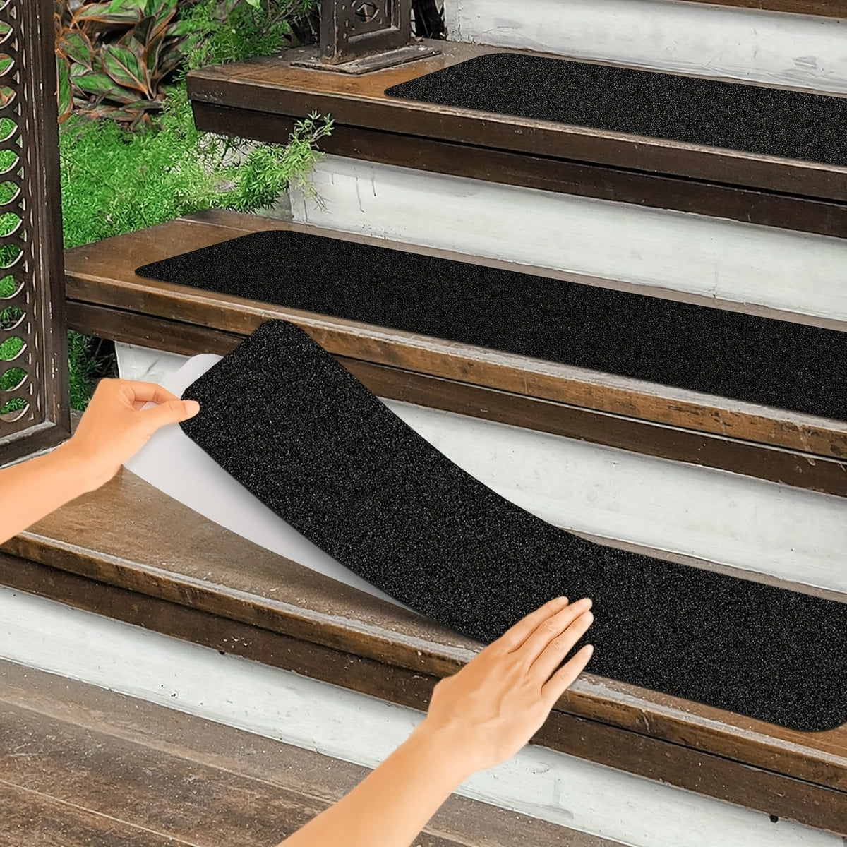 Antislip Trapstrips Set 10 Stuks Zelfklevend 15x61cm Zwart Weerbestendig Trap Oprit Binnen Buiten Veilig