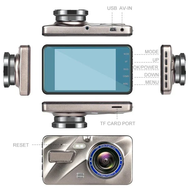 Dashcam Voor en Achter met Nachtzicht 1080p Full HD Groot Display Rijassistentie Autorecorder Beveiliging