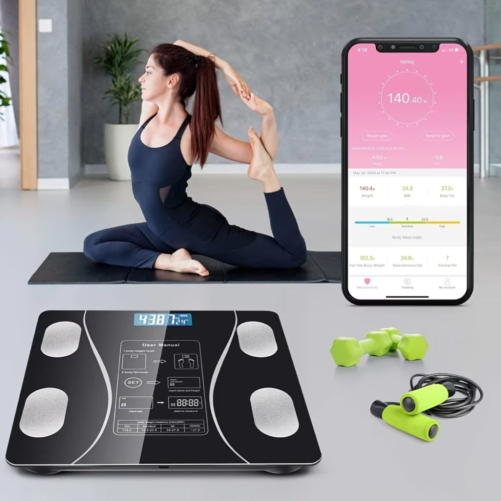 Slimme Personenweegschaal met Lichaamsanalyse Bluetooth App 13 Metingen Precisie 10g Digitaal Badkamer