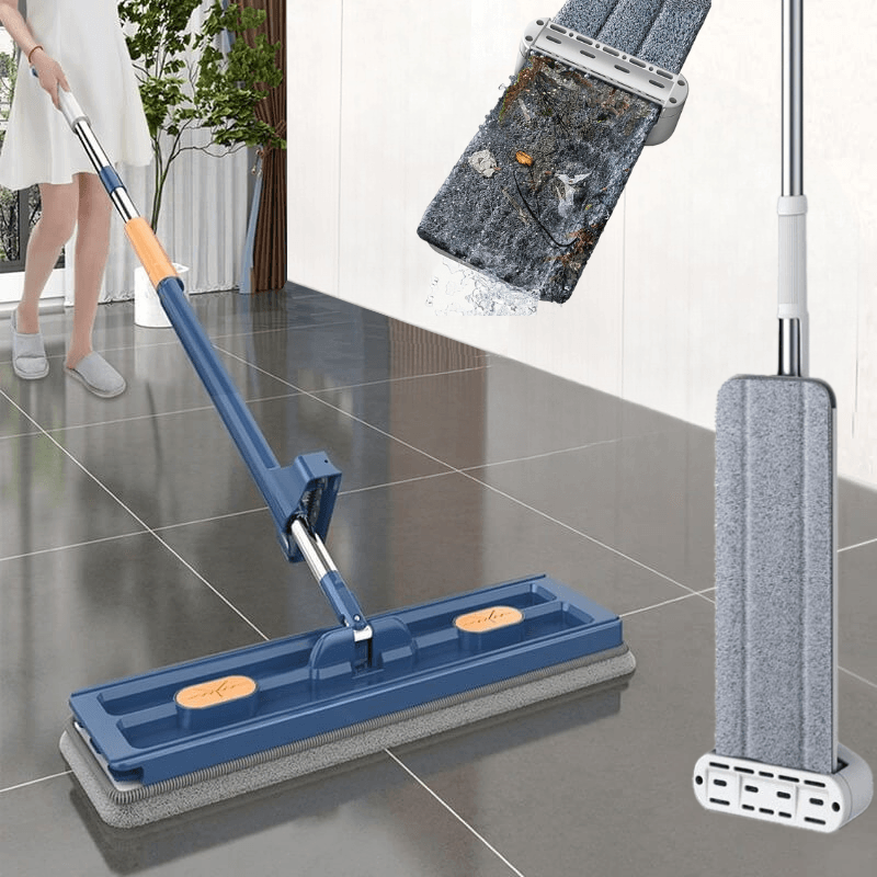 360° Flat Mop met Microvezel & Verstelbare Steel - Streeploos Schoonmaken