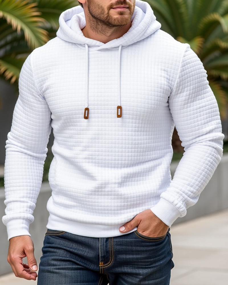 Gebreide Hoodie met Gestructureerd Patroon Slim Fit Capuchontrui voor Heren en Dames Comfortabel Sweatshirt