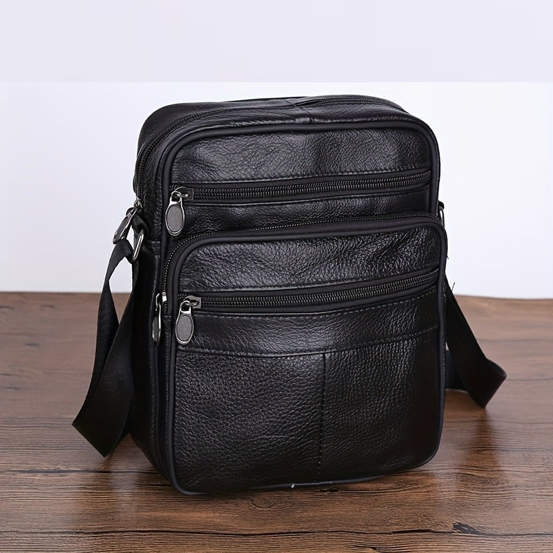 Leren Crossbody Tas Rundleer Zwart Bruin Koffie Rits Schouderriem
