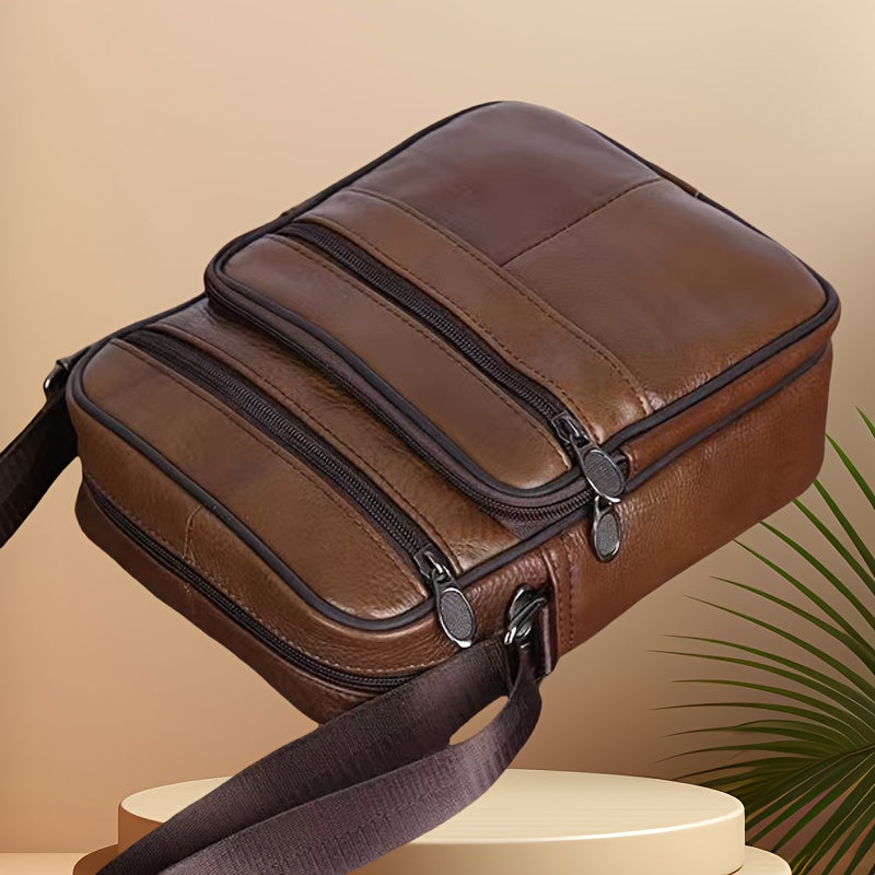 Leren Crossbody Tas Rundleer Zwart Bruin Koffie Rits Schouderriem