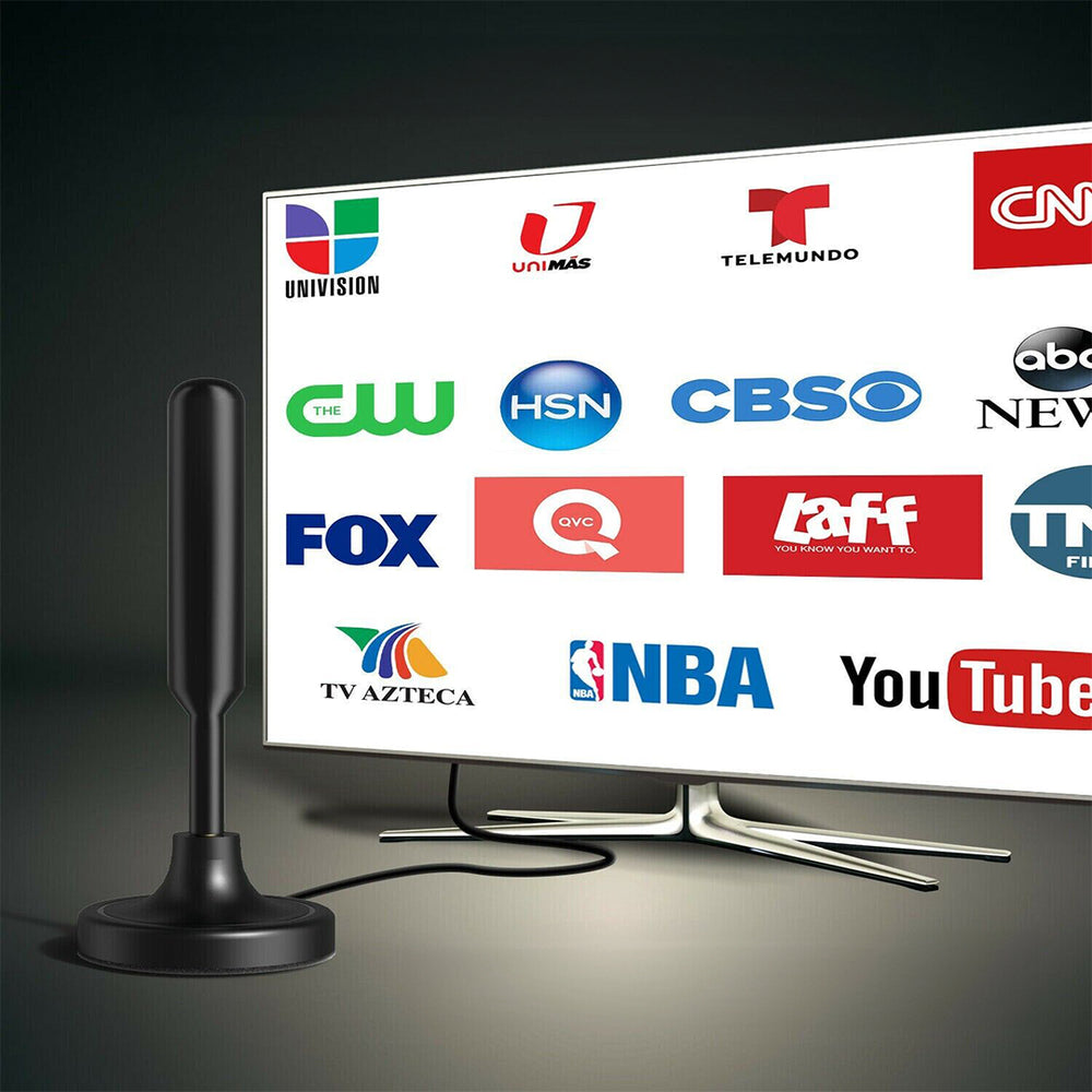Digitale TV Antenne 4K Magnetisch 300 Mijl Bereik DVB-T2 ATSC 25dBi Zwart Metaal Coax Kabel 5m Binnen Buiten