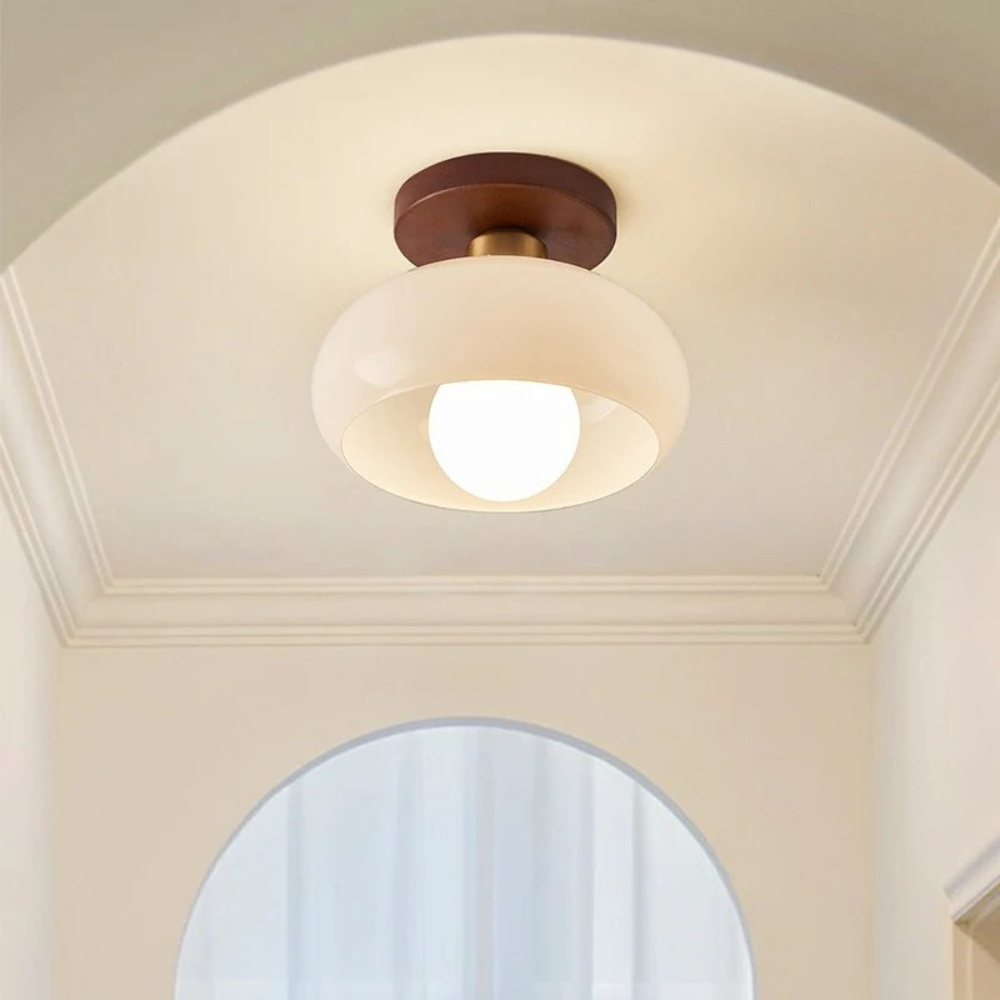 Plafondlamp Glazen Bol Crème Warm Wit LED E27 Bauhaus Design Hal Slaapkamer Woonkamer Plafondverlichting