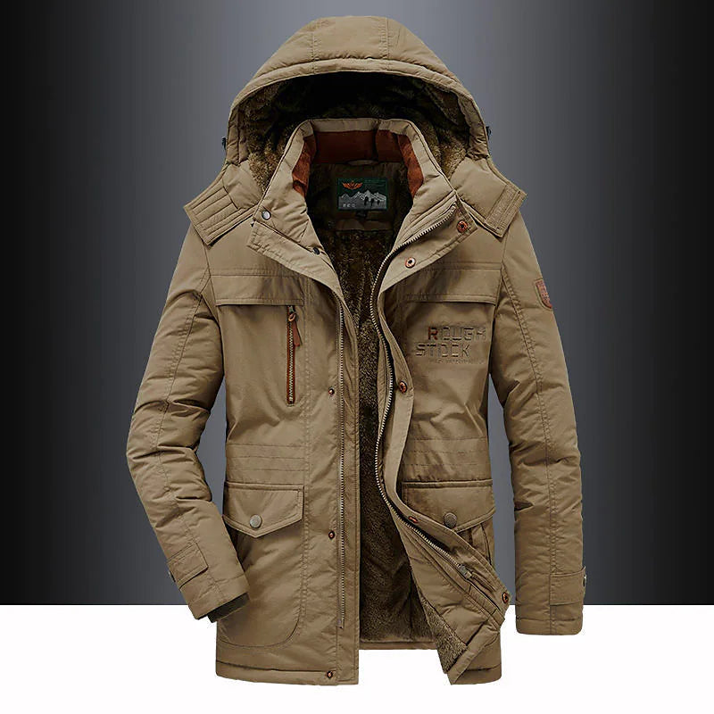 Gewatteerde Winterparka Jas - Warme Geïsoleerde Winterjas voor Heren met Capuchon en Pelzbesatz