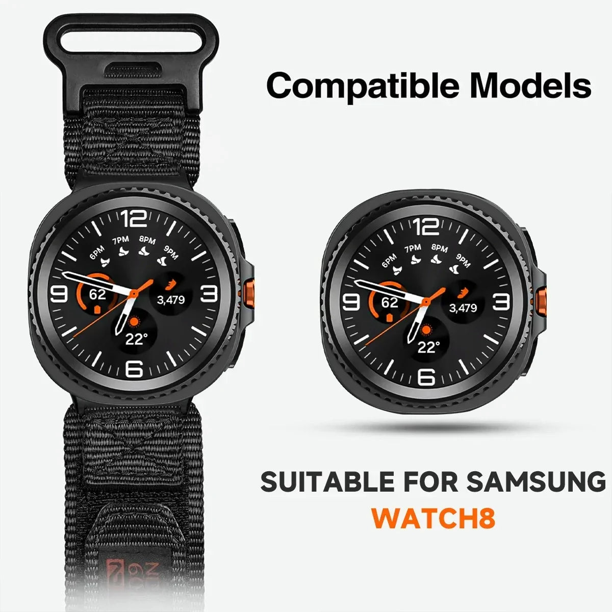Nylon Smartwatch Bandje Tactical voor Galaxy Watch 8 9 Classic Verstelbaar Sportief Ademend Polsband
