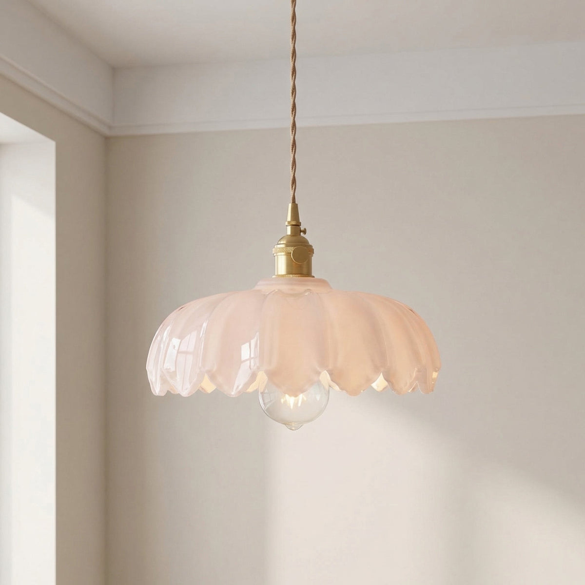 Glazen Hanglamp Bloem E27 Fitting Verstelbaar Amber Groen Wit Eetkamer Bar Vintage Design Plafondverlichting