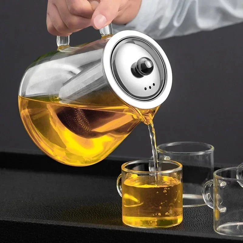 Glazen Theepot met RVS Theezeef 550ml 950ml 1300ml Hittebestendig Borosilicaatglas Transparant Thee Zetten