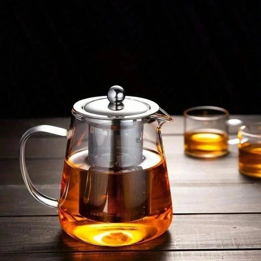 Glazen Theepot met RVS Theezeef 550ml 950ml 1300ml Hittebestendig Borosilicaatglas Transparant Thee Zetten