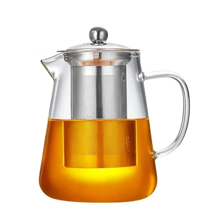Glazen Theepot met RVS Theezeef 550ml 950ml 1300ml Hittebestendig Borosilicaatglas Transparant Thee Zetten