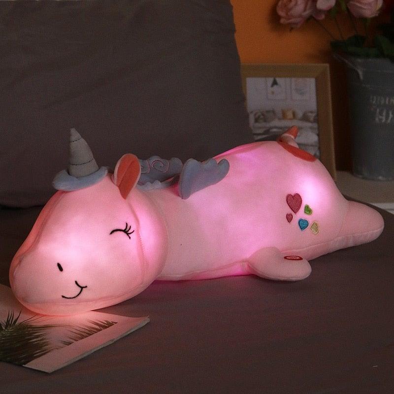 Oplichtende Knuffel Eenhoorn met LED-verlichting 60cm Pluche Nachtlampje Speelgoed voor Kinderen Slaapkamer