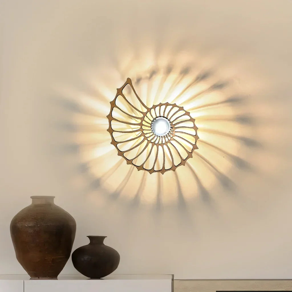 Ronde Wandlamp 50 cm Goud Keramiek Handgemaakt LED Drukknop Snoer 150 cm