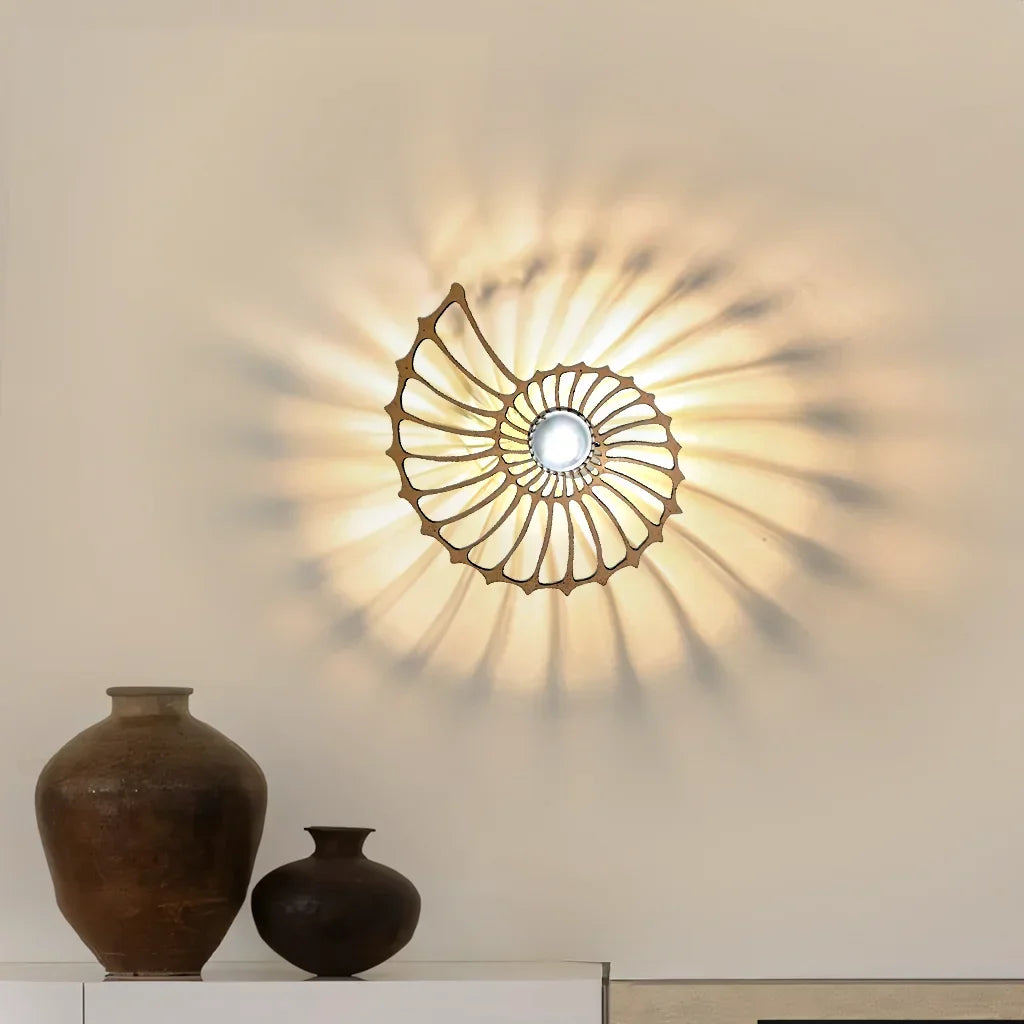 Ronde Wandlamp 50 cm Goud Keramiek Handgemaakt LED Drukknop Snoer 150 cm
