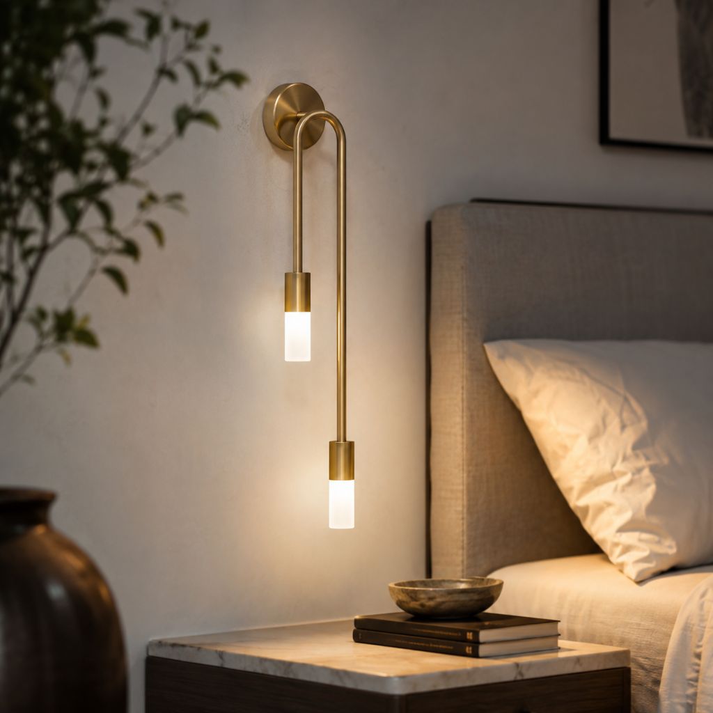 Wandlamp Goud met Dubbele Matte Glazen Cilinders 55cm Warm Wit Licht Verticaal Modern Design Woonkamer