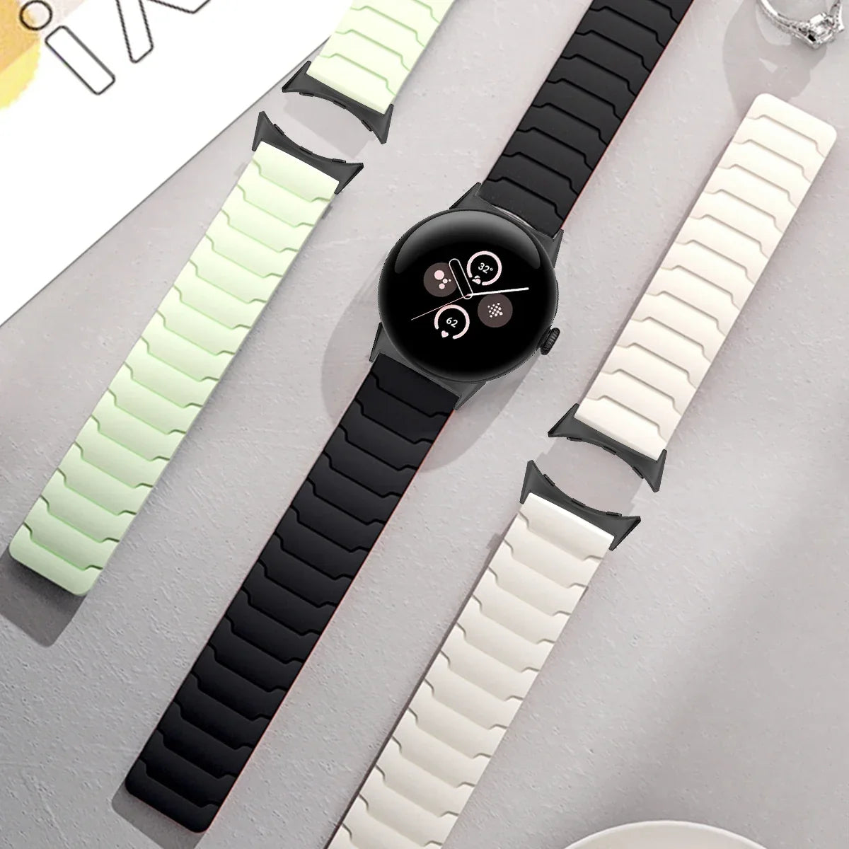 Siliconen Smartwatch Bandje Magnetische Sluiting 41mm 45mm Verstelbaar Sportarmband Polsband Horlogeband
