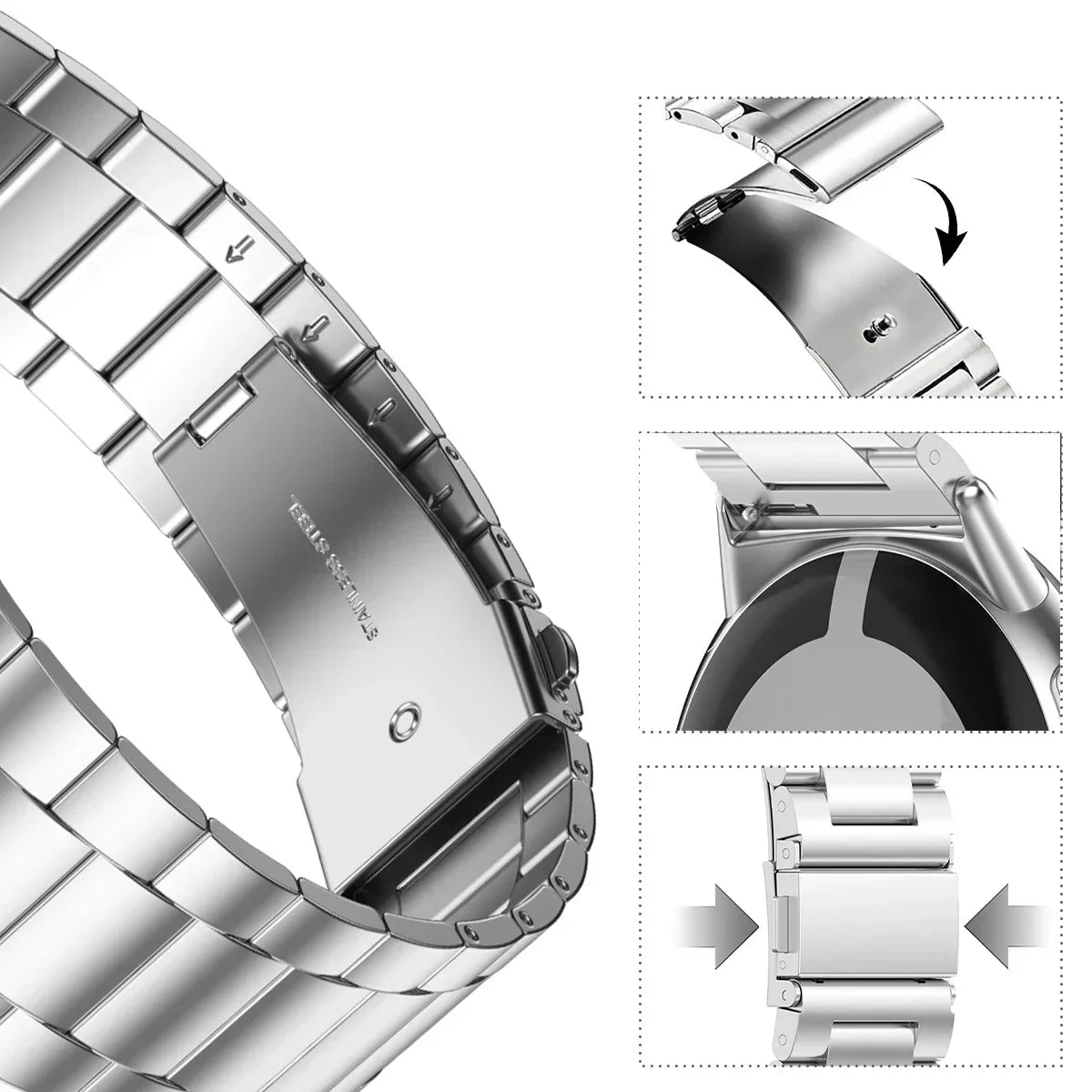 Smartwatch Armband Roestvrij Staal met Verstelbare Schakels voor 41mm en 45mm Horloges Elegante Stijl