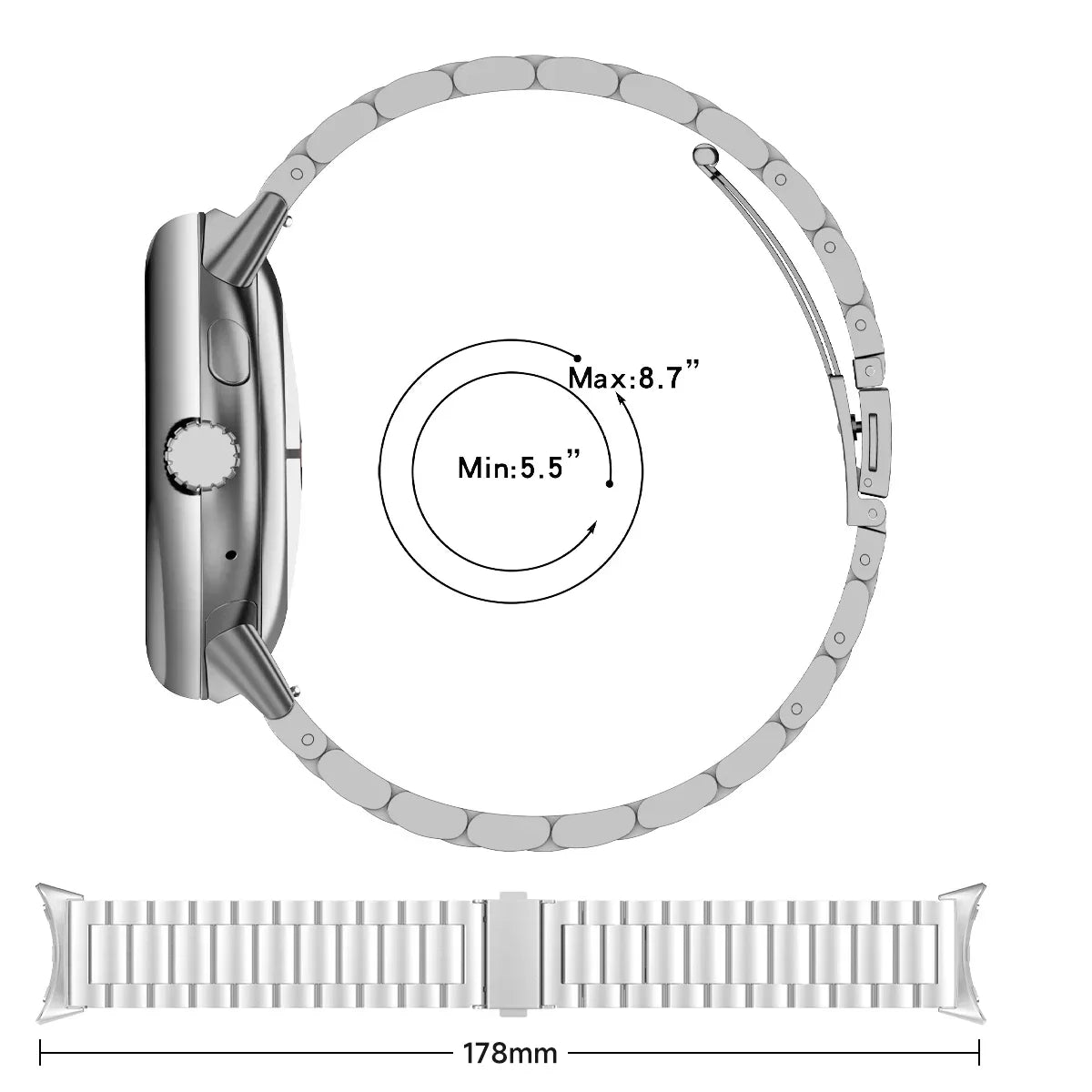 Smartwatch Armband Roestvrij Staal met Verstelbare Schakels voor 41mm en 45mm Horloges Elegante Stijl