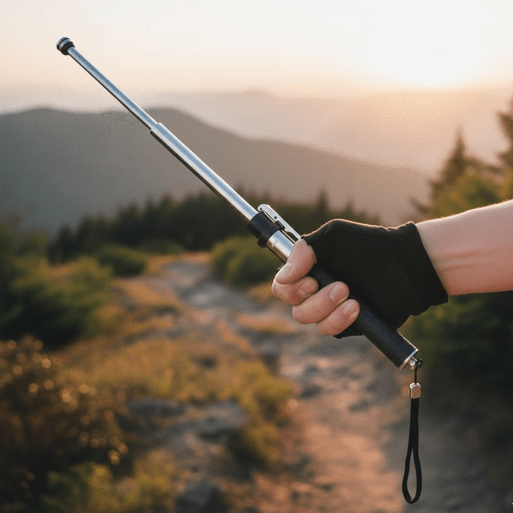 Opvouwbare Wandelstok met Automatisch Ontvouwmechanisme Antislip Handgreep Verstelbaar voor Outdoor Wandelen