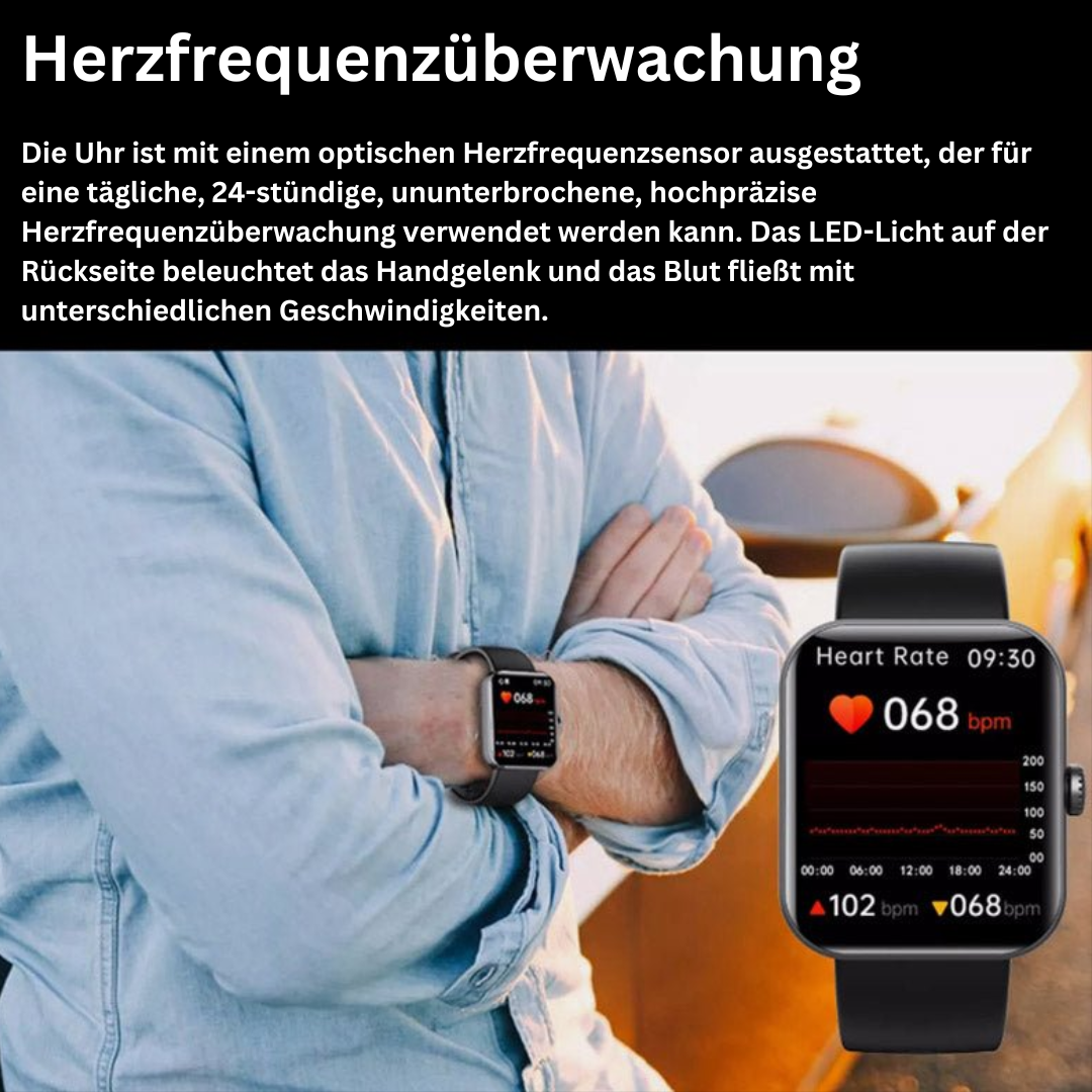 Slimme Smartwatch met Niet-Invasieve Bloedglucosemeting - Gezondheidstracker voor Hartslagmeting, Bloeddruk en Zuurstofniveau