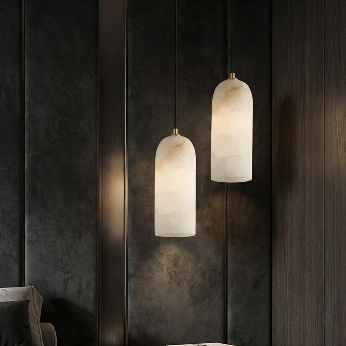 Marmeren Hanglamp met Koperen Afwerking - Moderne Scandinavische Verlichting
