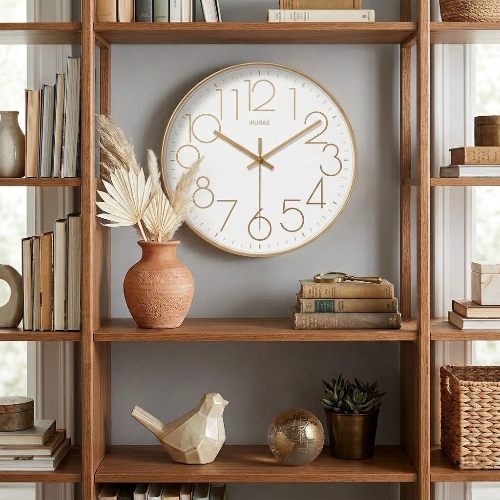 Scandinavische Wandklok Stil Uurwerk Minimalistisch Glas ABS Batterij Modern Interieur Woonkamer Slaapkamer Kantoor Tijdweergave Nordic Design