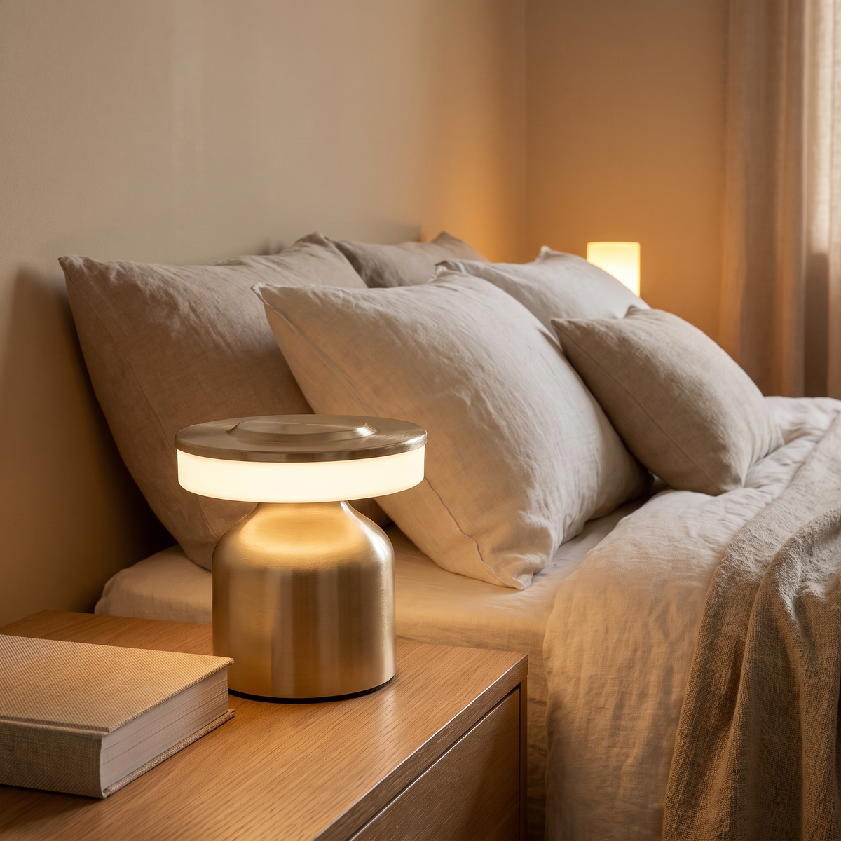 Draadloze Nachtlamp Slaapkamer Zonder Snoer | Dimbaar LED Metaal Oplaadbaar