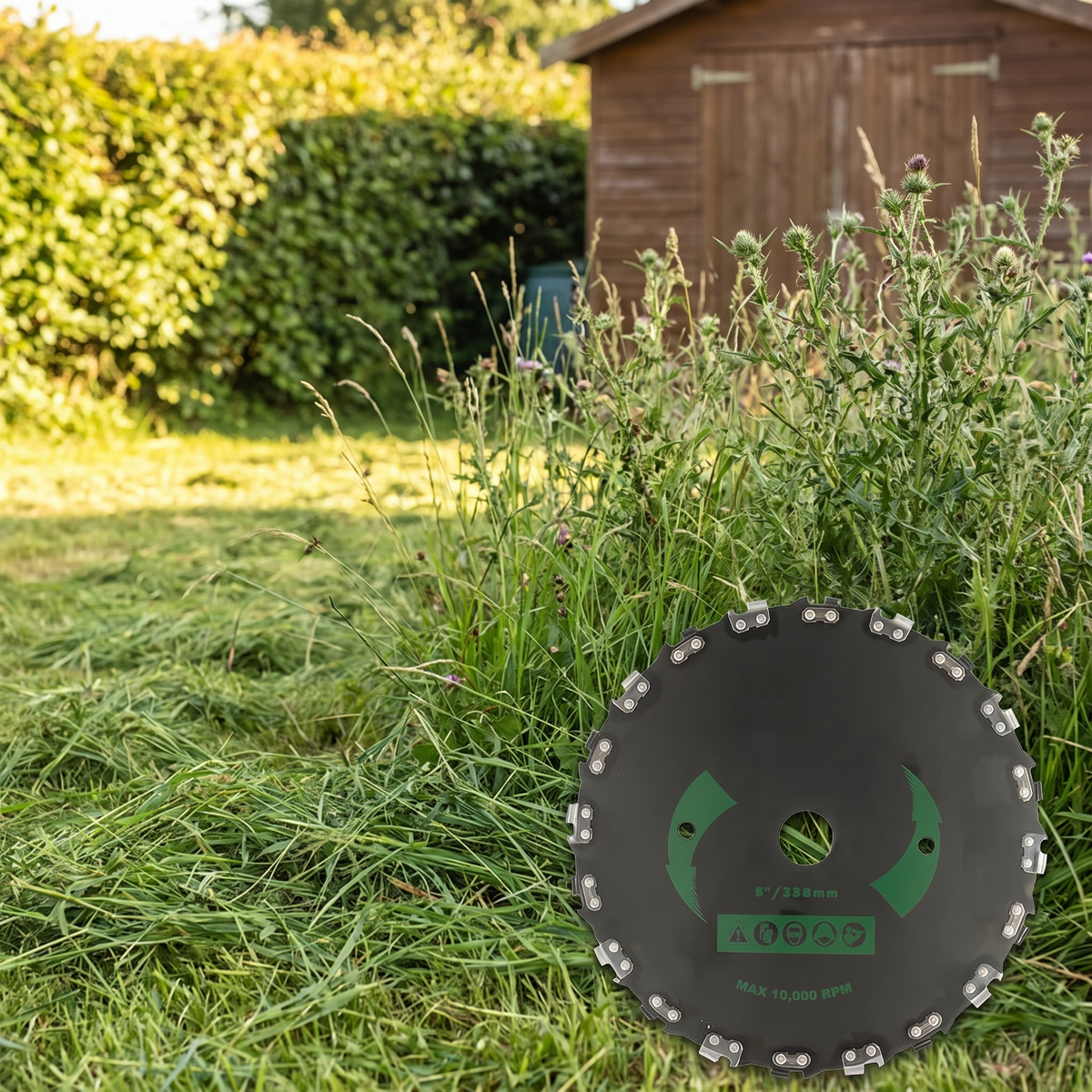 Onkruidmaaier Tuin Roterende Stalen Maaimessen 23cm Bosmaaier Opzetstuk voor Dicht Gras en Ruigte