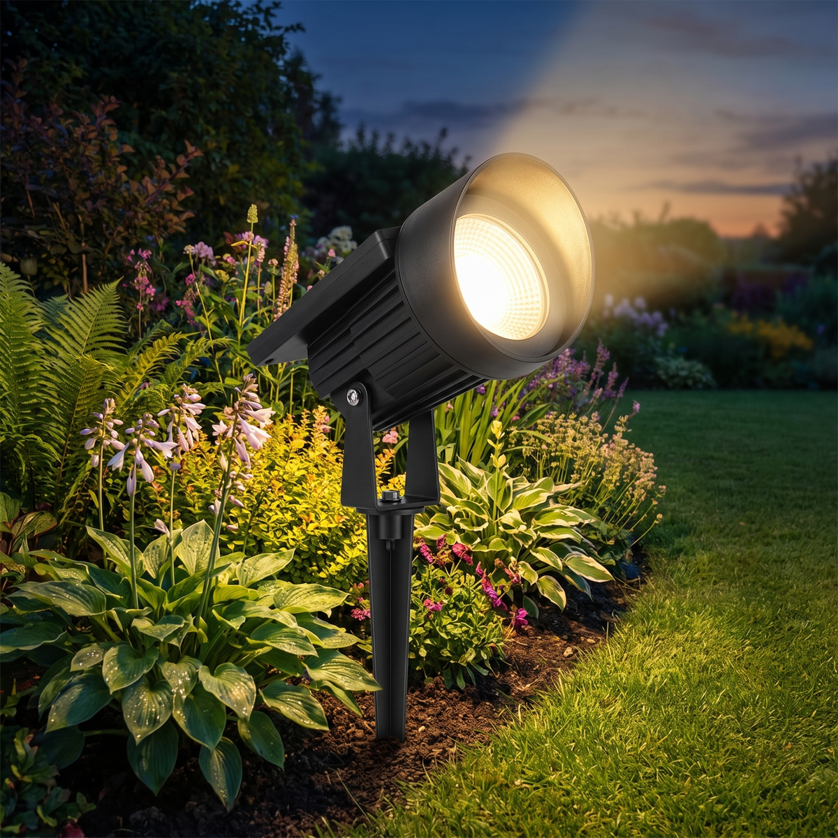 Solar Grondspot LED Gazon en Borders IP65 Warmwit Verstelbare Zoomlens Draadloos Tuinpad