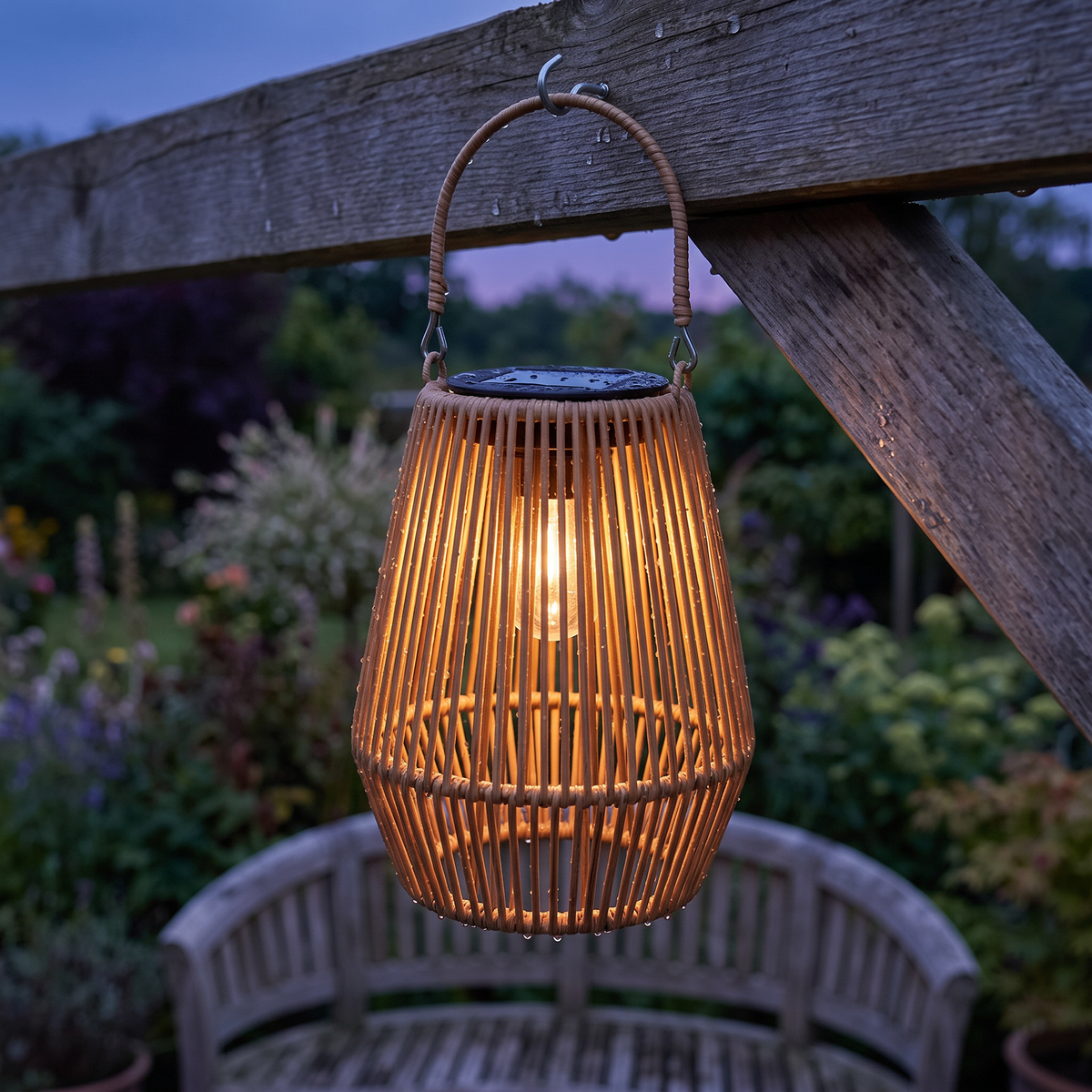 Solarlantaarn Ophangbaar IP65 Rotan 21 cm 8 Uur Brandduur Zonder Kabels of Stopcontact