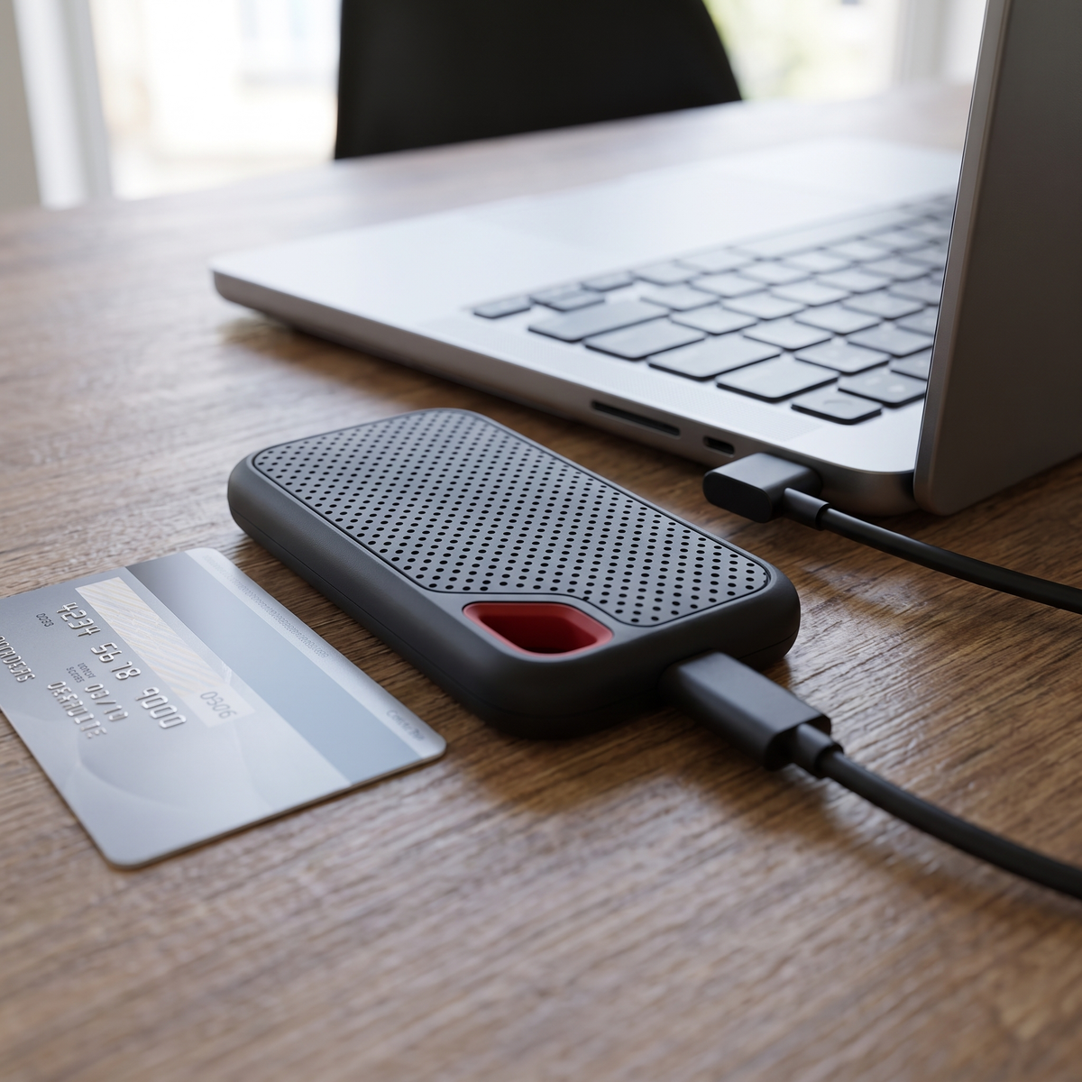 Externe SSD 2TB USB-C 3.1 Compact 11,8x7,4x1 cm ExFAT Windows macOS Android