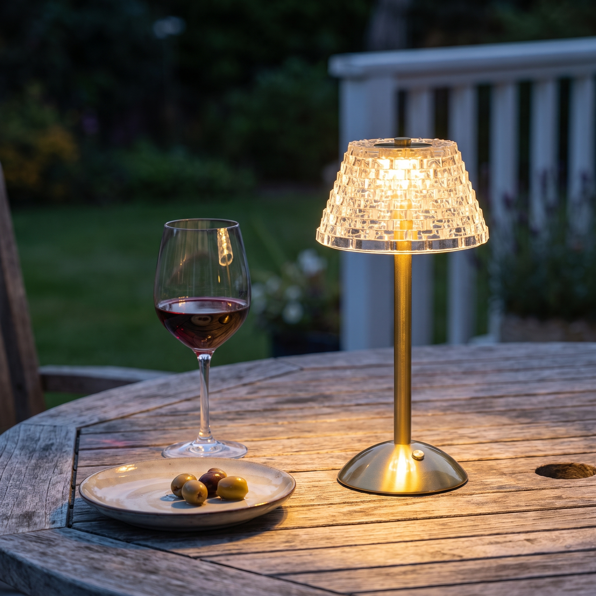 Oplaadbare Tafellamp Terras Draadloos 20 Uur USB-C 15x30 cm Glas 3 Lichtkleuren
