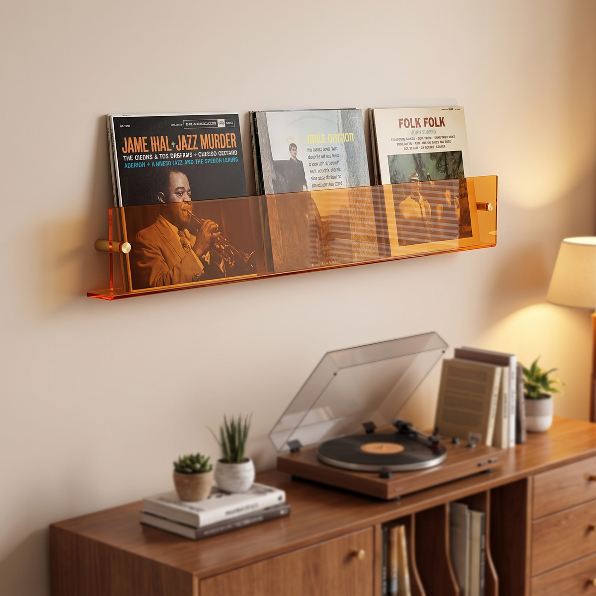 Platenrek Wand Zwevend PVC 40 50 80 cm Transparant LP Vinyl Display Muurmontage Modern