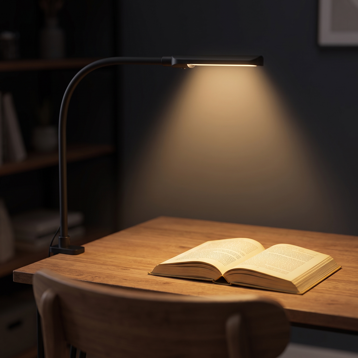 Bureaulamp Dimbaar 3 Lichtkleuren 2700K tot 6500K LED 18W 1200 Lumen Zwanenhals Klem Zwart Kabel 205 cm