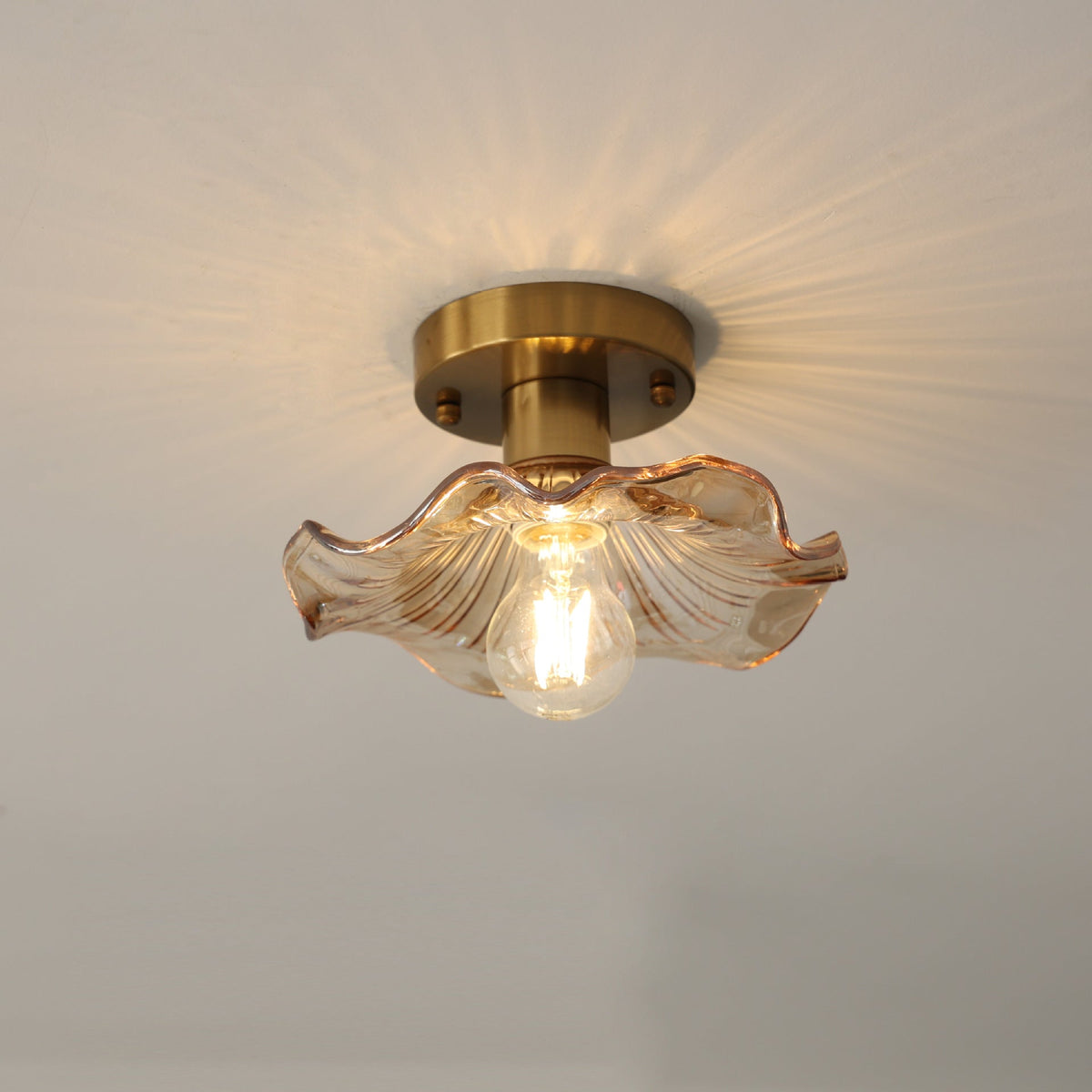 Glazen Plafondlamp Bloesemvorm Ø58cm Warm Wit LED 3000K Aluminium Armatuur Woonkamer Slaapkamer Verlichting