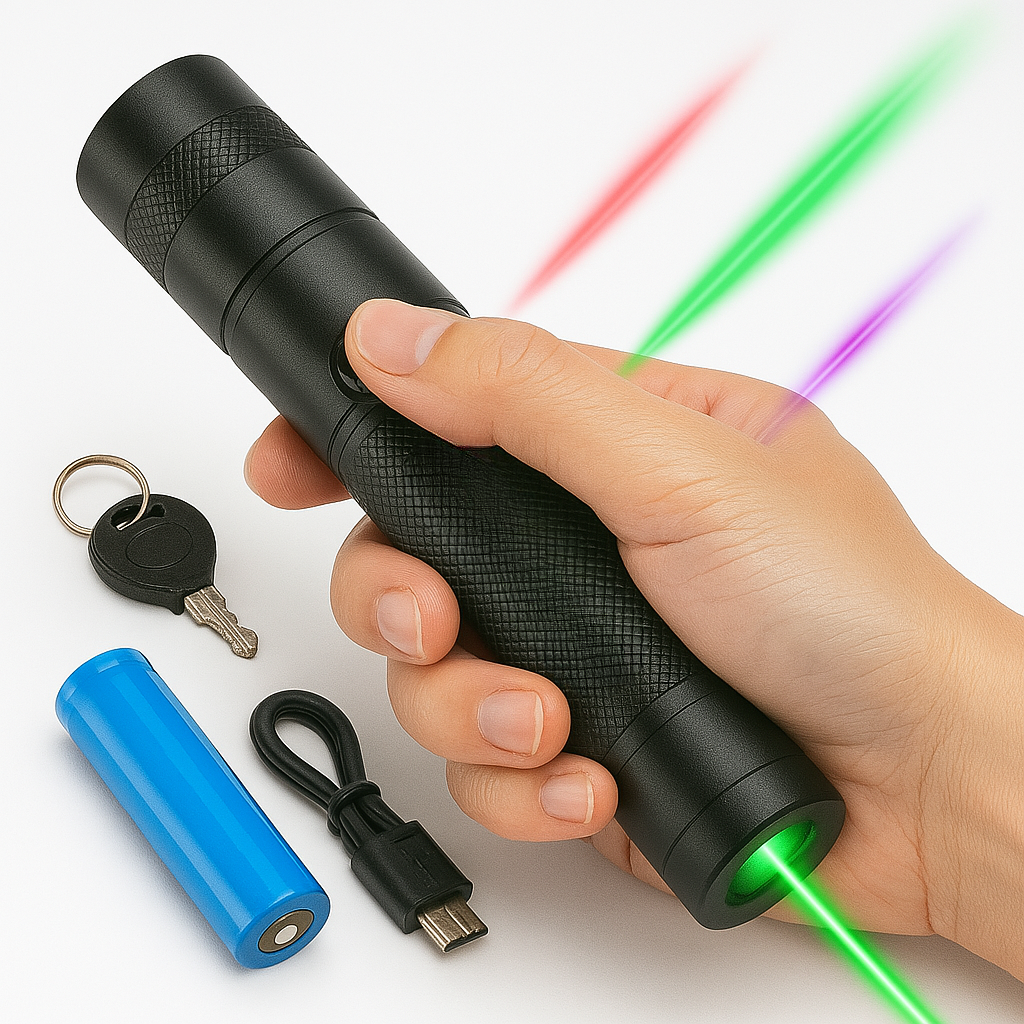 Krachtige Laserpointer Zaklamp met Instelbare Focus en USB Oplaadbaar - Bereik tot 10.000 Meter