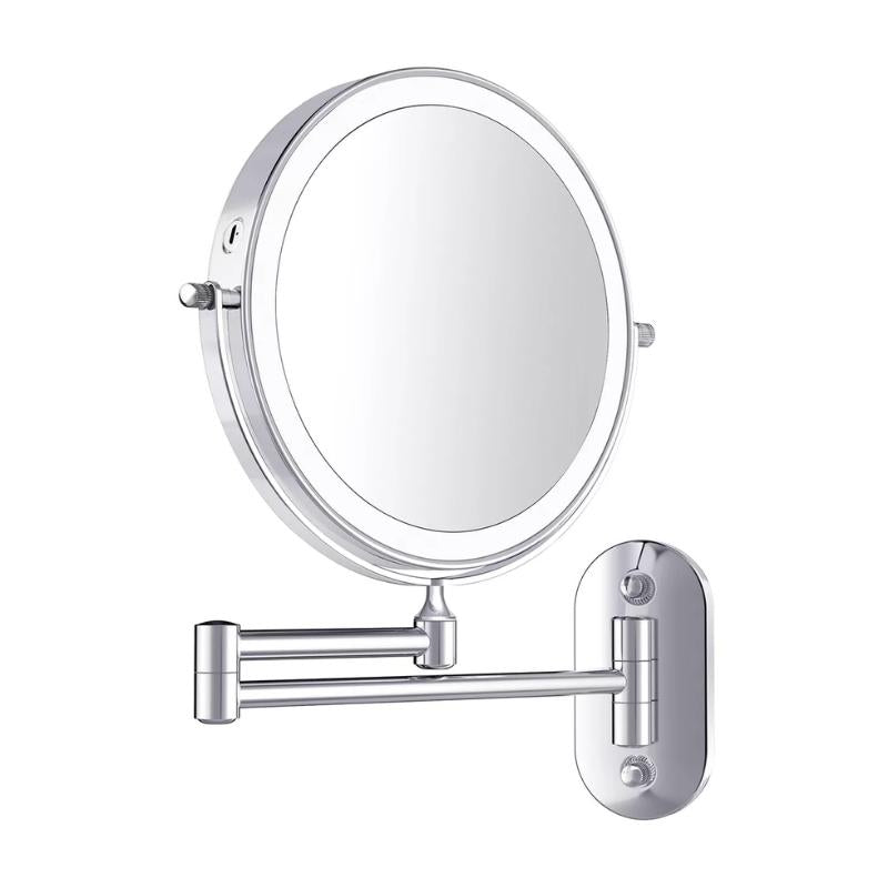 Verlichte Make-upspiegel met USB-Oplaadbare LED-Ring en 5x Vergroting voor Badkamer