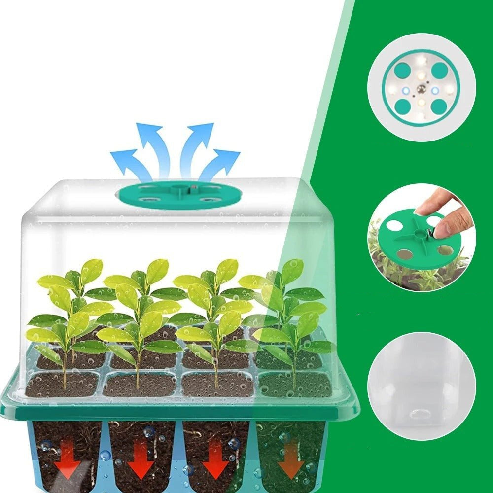 Zaaitray met Groeilamp LED voor Zaailingen en Stekjes Binnen Buiten Kweekbak Groeisysteem Tuinbouw Moestuin