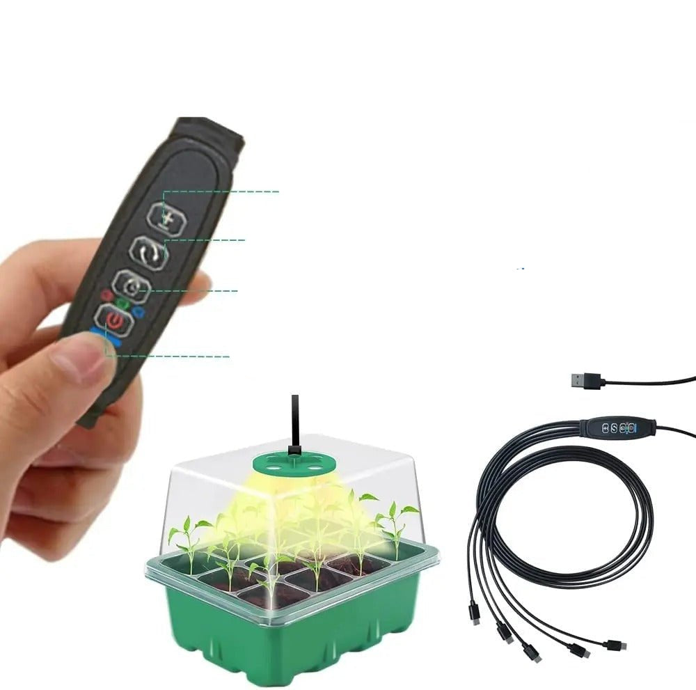 Zaaitray met Groeilamp LED voor Zaailingen en Stekjes Binnen Buiten Kweekbak Groeisysteem Tuinbouw Moestuin