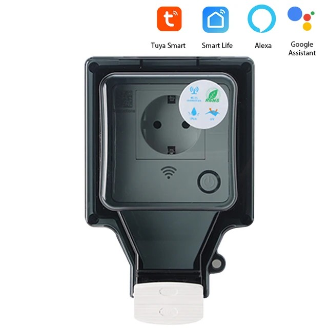 Slimme Wifi Buitenstopcontact IP66 Waterdicht met App Bediening Spraakbesturing Timer voor Alexa Google Tuin